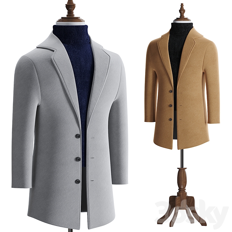 coat for men 3DS Max Model - thumbnail 1