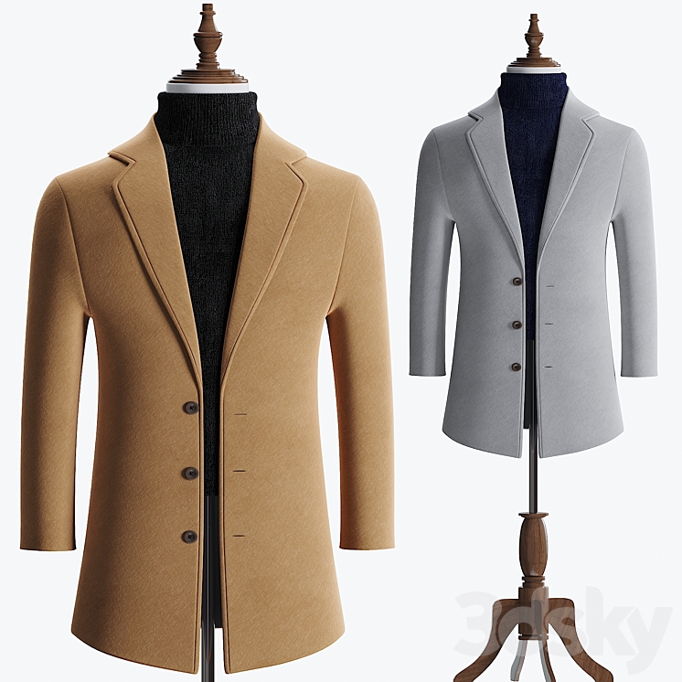 coat for men 3DS Max Model - thumbnail 2