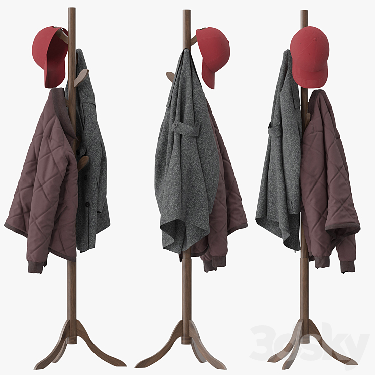 Coat Rack 8 Hooks 3DS Max Model - thumbnail 1