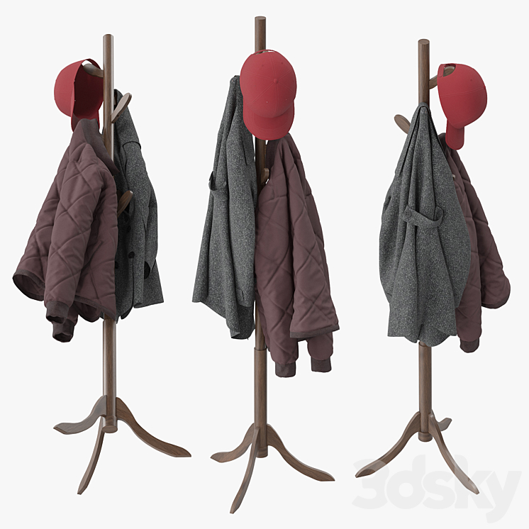 Coat Rack 8 Hooks 3DS Max Model - thumbnail 2