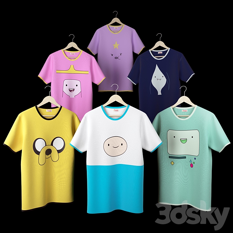 Collection T-shirts "Adventure Time" 3DS Max - thumbnail 2