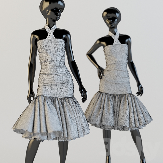 Dress on a mannequin in 2 positions 3DS Max Model - thumbnail 2