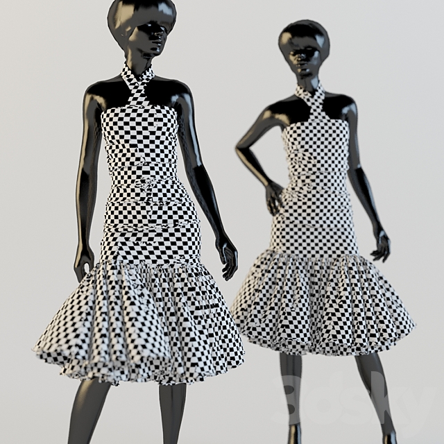 Dress on a mannequin in 2 positions 3DS Max Model - thumbnail 3