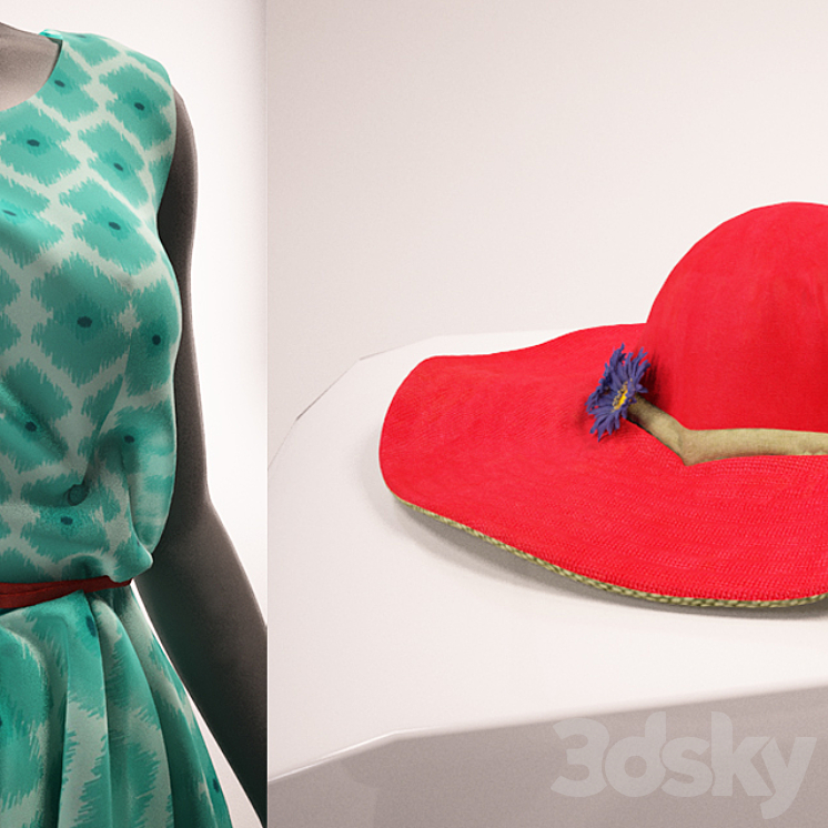 Dress with a hat 3DS Max - thumbnail 2