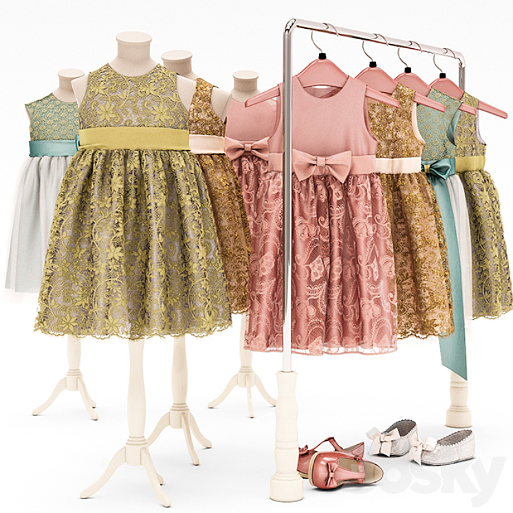 Dresses for girls 3DS Max - thumbnail 1