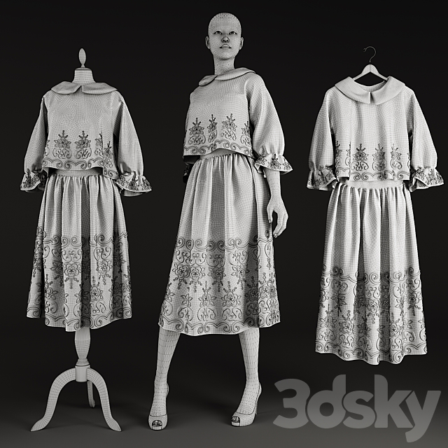 dresses on a hanger and on mannequins 3DS Max Model - thumbnail 3