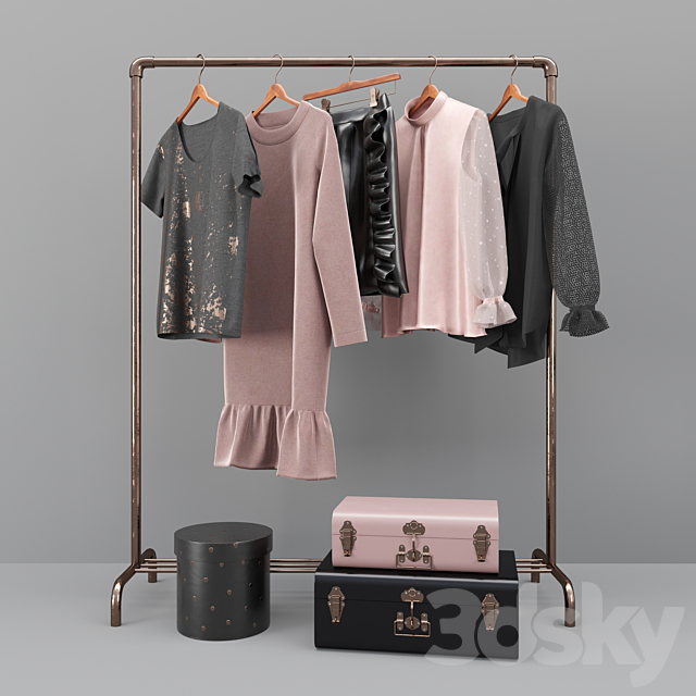 Elegant Set Woman Clothes Set 02 3DSMax File - thumbnail 3