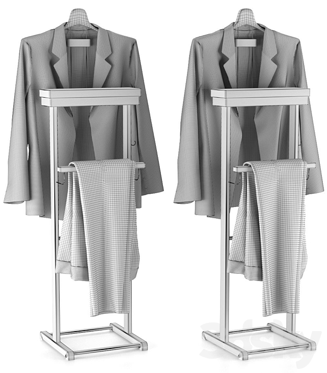 Floor hanger for suit and clothes with shelf 3ds Max - thumbnail 2