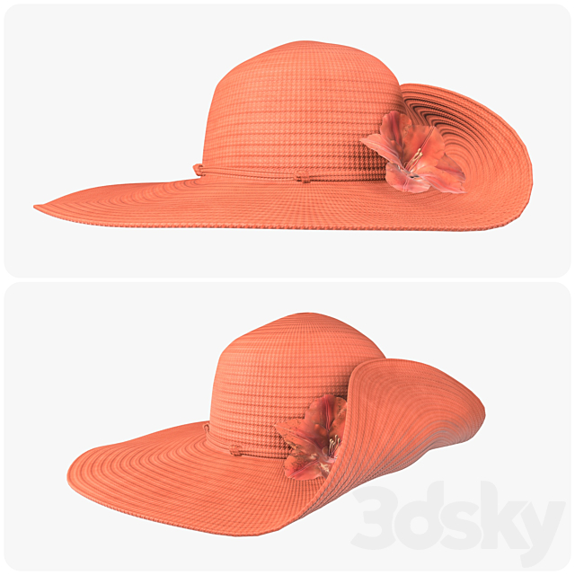 Floppy summer female woman hat 02 3DS Max Model - thumbnail 2