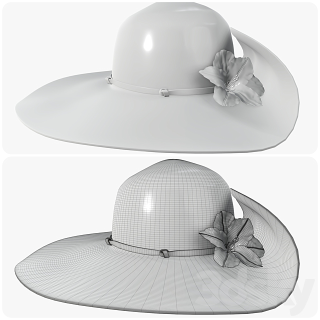 Floppy summer female woman hat 02 3DS Max Model - thumbnail 4