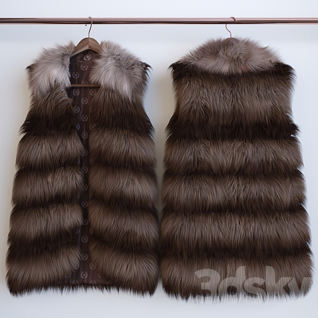 fur vest on a hanger and on a dummy 3ds Max - thumbnail 1