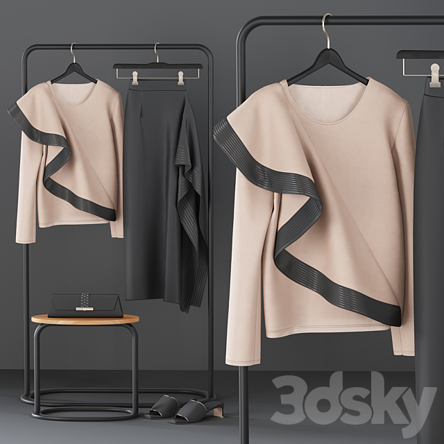 Givenchy Bluse and Skirt Set 3DSMax File - thumbnail 6