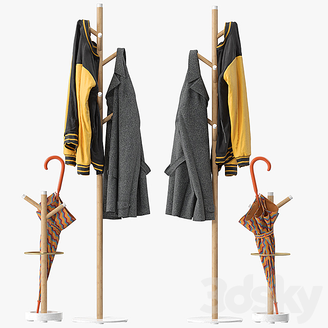 Grace Mango Wood & Marble Coat Rack 3ds Max - thumbnail 2