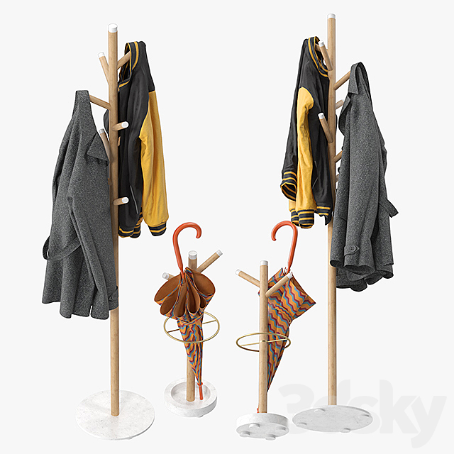 Grace Mango Wood & Marble Coat Rack 3ds Max - thumbnail 3