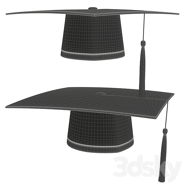 graduation cap with gold tassel 3DS Max Model - thumbnail 2