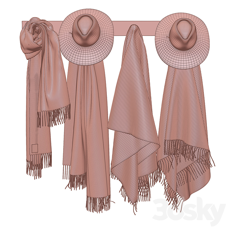 Hats and scarves on a hanger 3DS Max - thumbnail 2