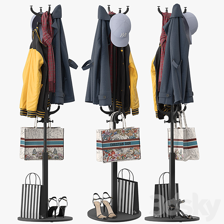 HEMNES Hat and coat stand 3DS Max Model - thumbnail 1