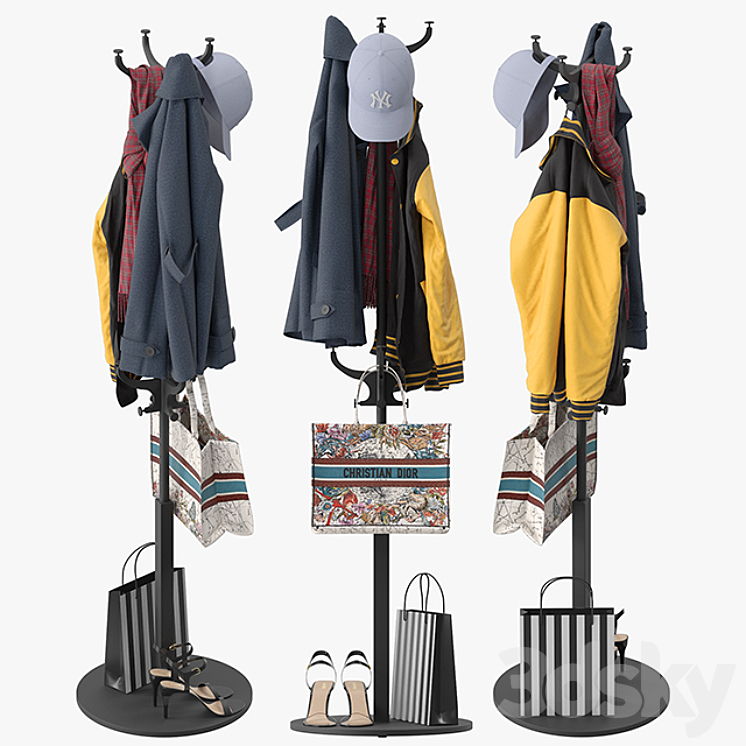 HEMNES Hat and coat stand 3DS Max Model - thumbnail 2