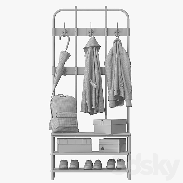 ikea pinnig coat rack 3DSMax File - thumbnail 3