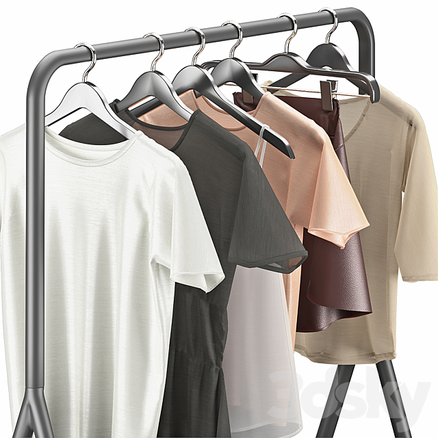 IKEA Turbo Clothes Rack with Clothes Set 3ds Max - thumbnail 2