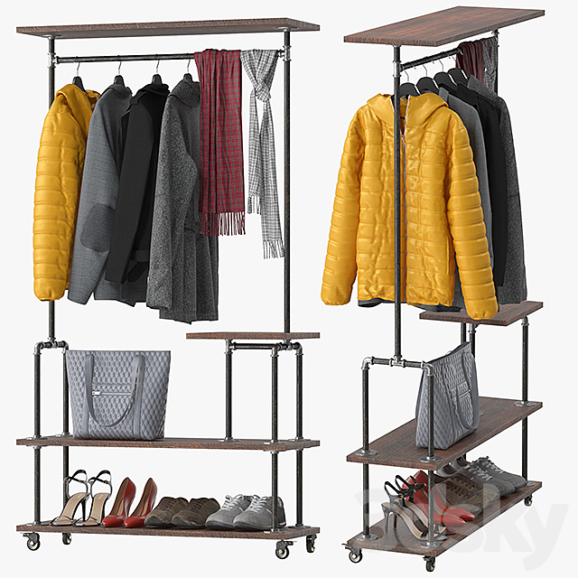 Industrial Clothing Rack 3DSMax File - thumbnail 1