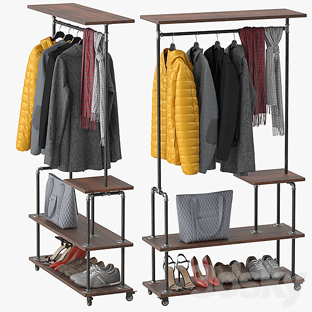 Industrial Clothing Rack 3DSMax File - thumbnail 2