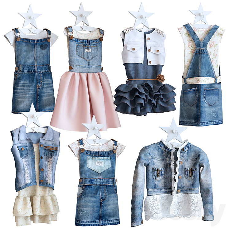 Jeans dresses for a little princesse 3DS Max - thumbnail 1