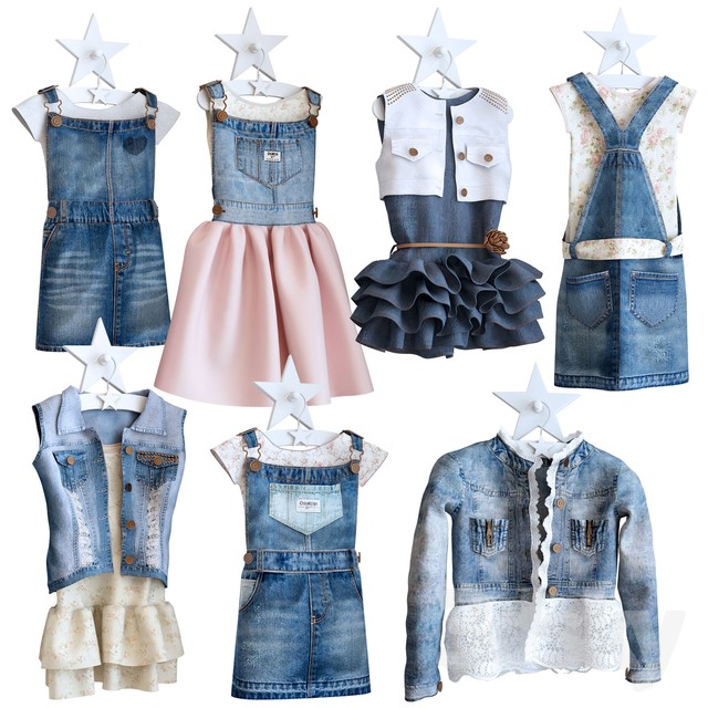 Jeans dresses for a little princesse 3DS Max - thumbnail 3