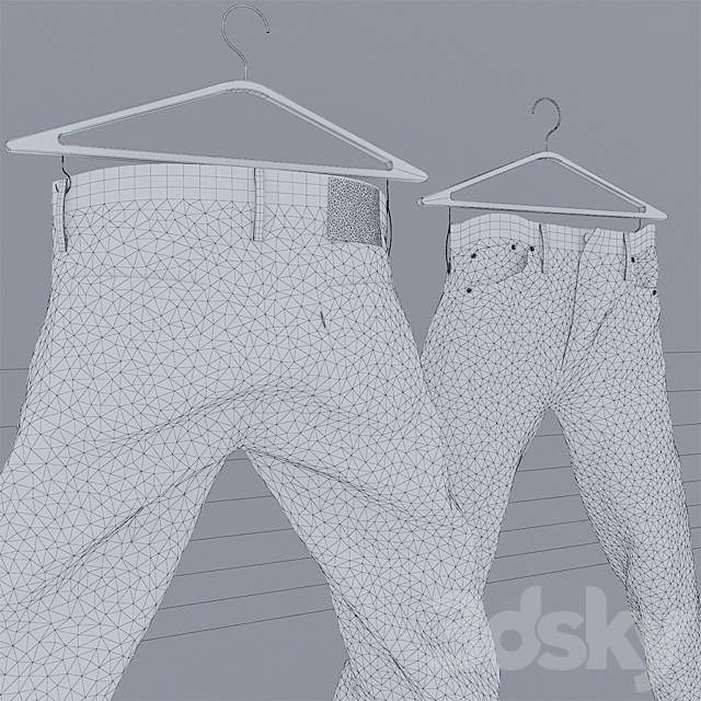 Jeans LEVIS 501 3ds Max - thumbnail 3