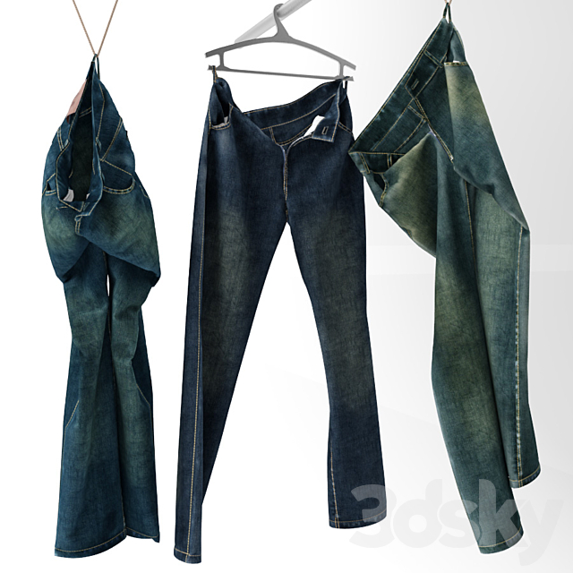 Jeans on a hanger and hook 3DS Max Model - thumbnail 1