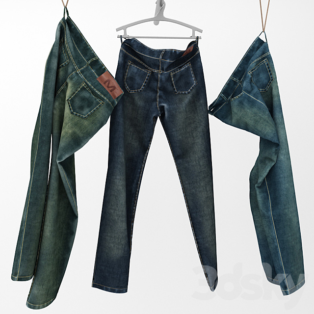 Jeans on a hanger and hook 3DS Max Model - thumbnail 2