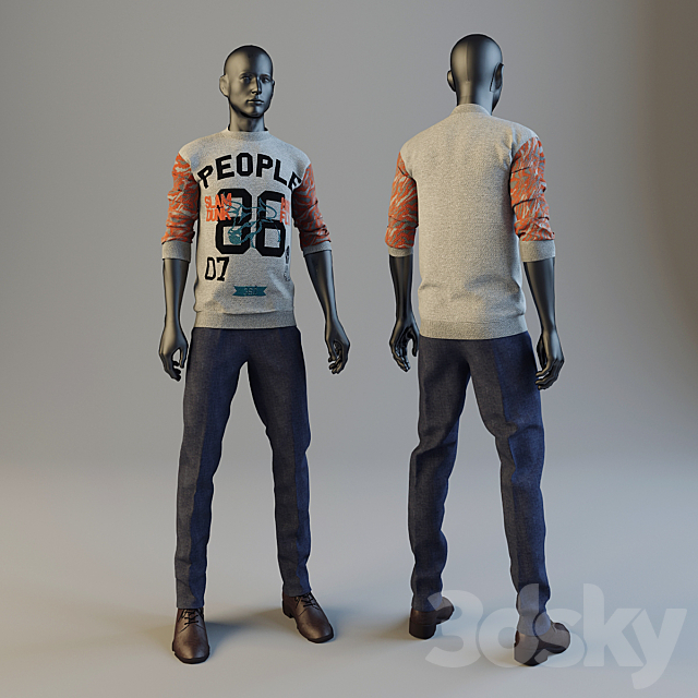 jeans + sweater 3DS Max Model - thumbnail 1