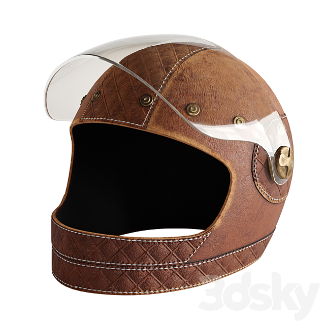 Leather moto helmet 3 3DSMax File - thumbnail 1