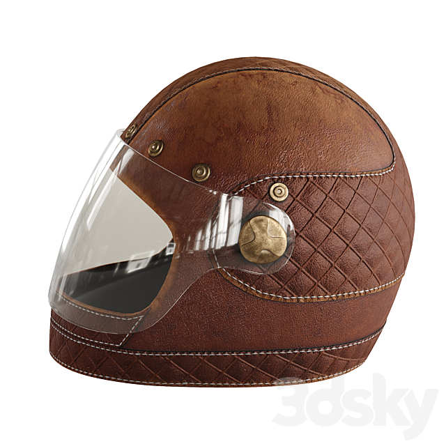 Leather moto helmet 3 3DSMax File - thumbnail 2