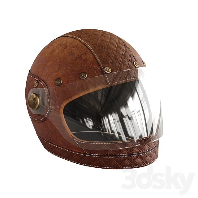 Leather moto helmet 3 3DSMax File - thumbnail 3