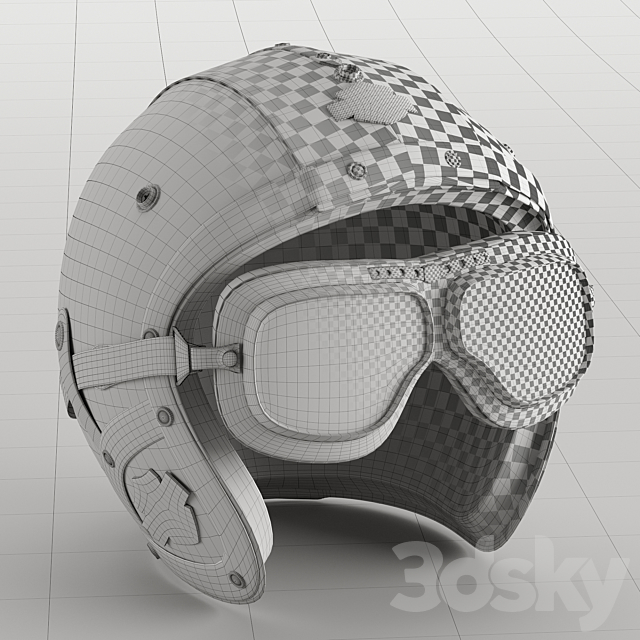 Leather moto helmet 3DS Max Model - thumbnail 5