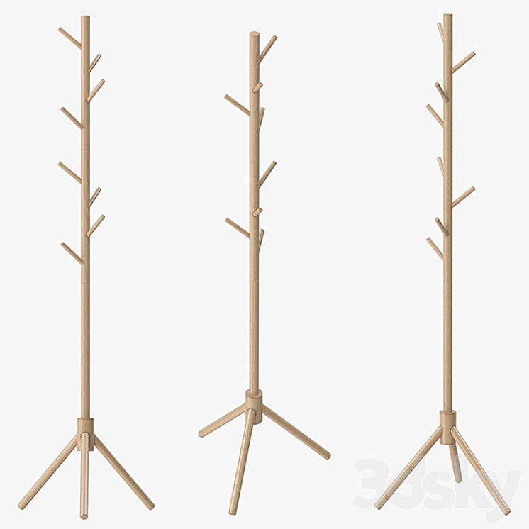 LENDRA Deluxe Wooden Coat Rack Tree 3DS Max - thumbnail 2