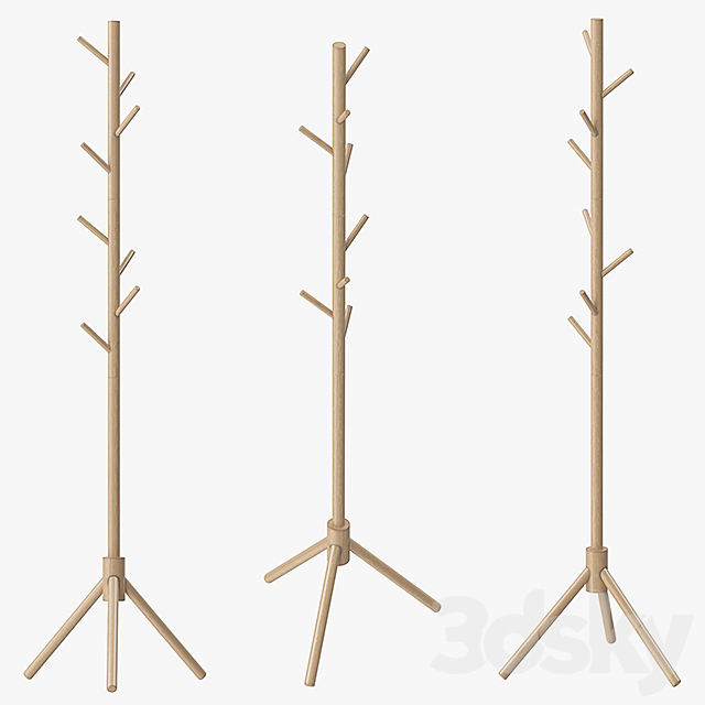 LENDRA Deluxe Wooden Coat Rack Tree 3DSMax File - thumbnail 2