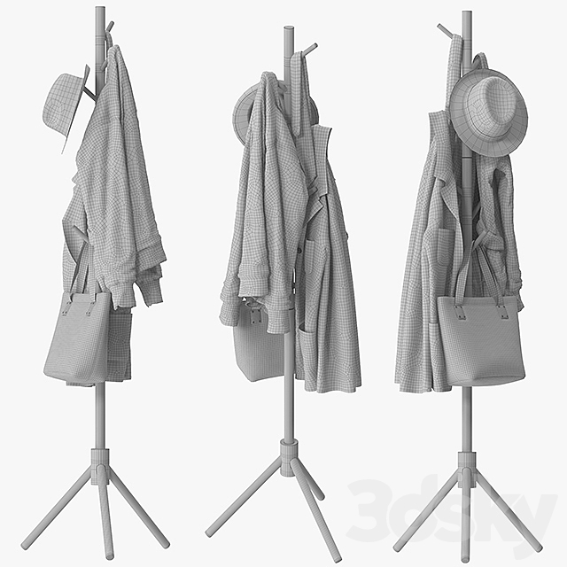 LENDRA Deluxe Wooden Coat Rack Tree 3DSMax File - thumbnail 3