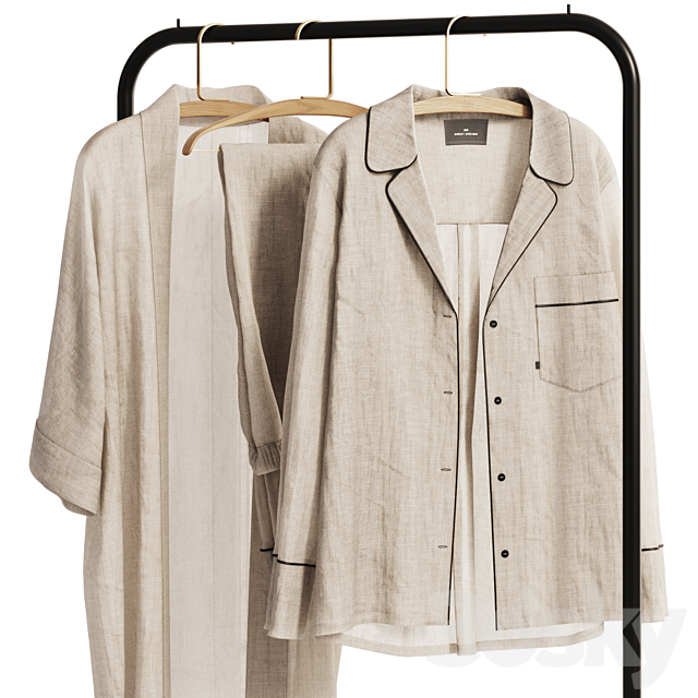 Linen Clothes on Rack 3ds Max - thumbnail 2