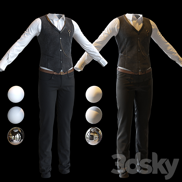 Men’s classic suit 3DSMax File - thumbnail 4