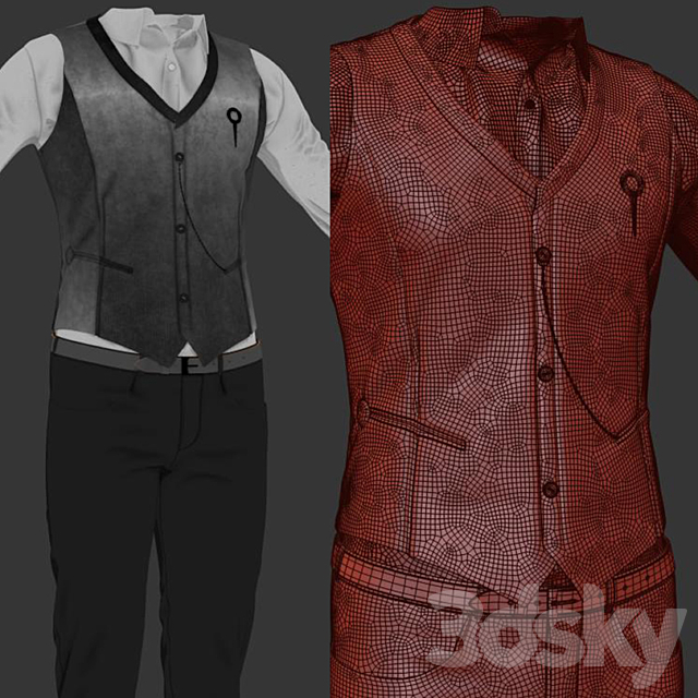 Men’s classic suit 3DSMax File - thumbnail 5