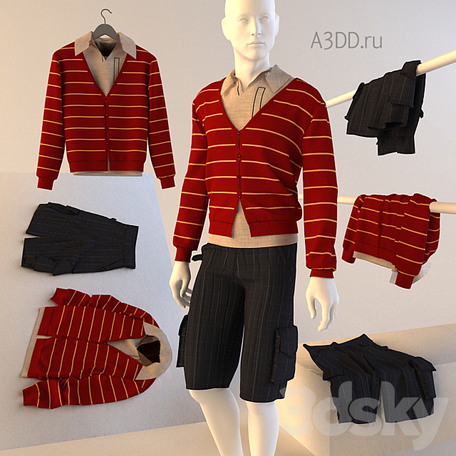 Men’s clothing set 3DSMax File - thumbnail 1