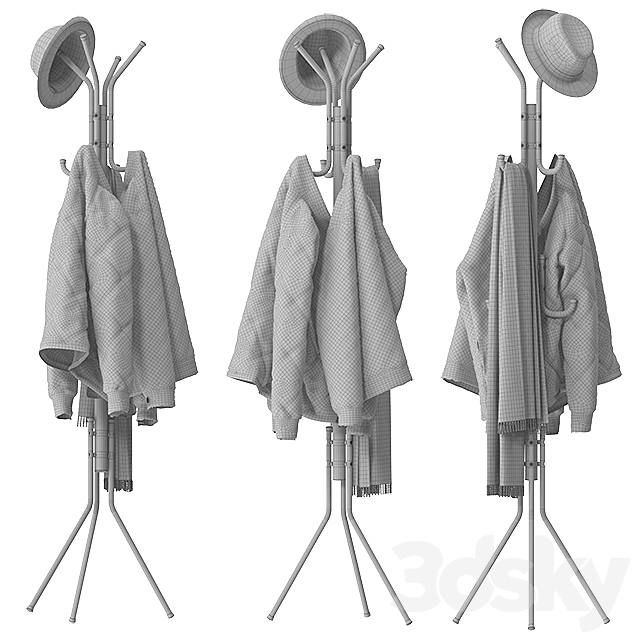 Metal Tripod Stand Coat Rack 3DSMax File - thumbnail 3