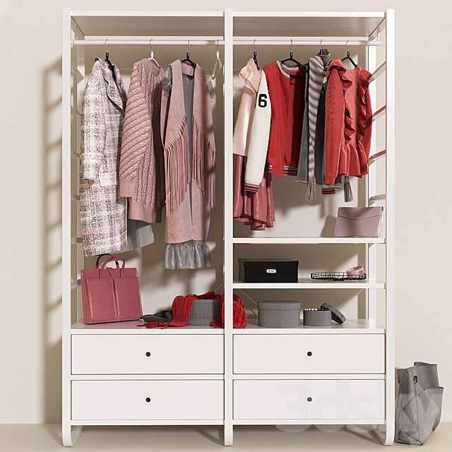 Open wardrobe IKEA elvarli c clothing 3DSMax File - thumbnail 1