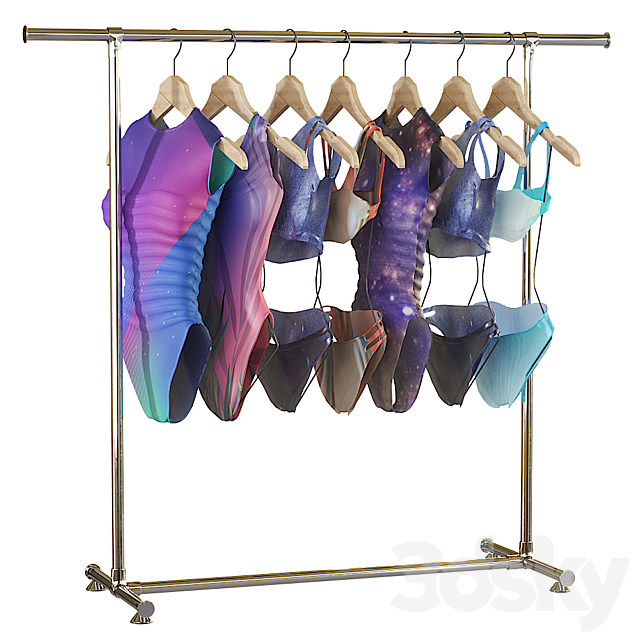 Rack with swimsuits 3ds Max - thumbnail 1