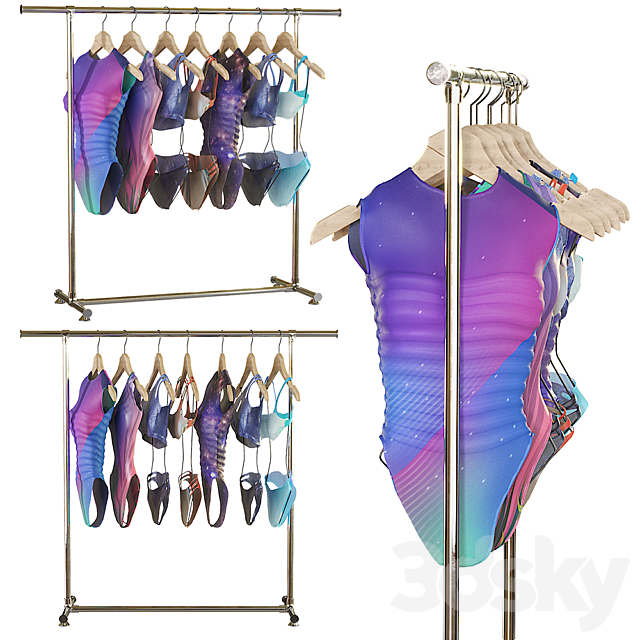 Rack with swimsuits 3ds Max - thumbnail 2