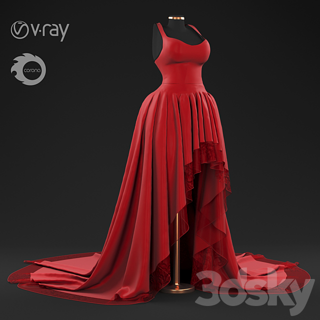 red gown 3ds Max - thumbnail 1