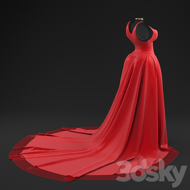 red gown 3ds Max - thumbnail 2