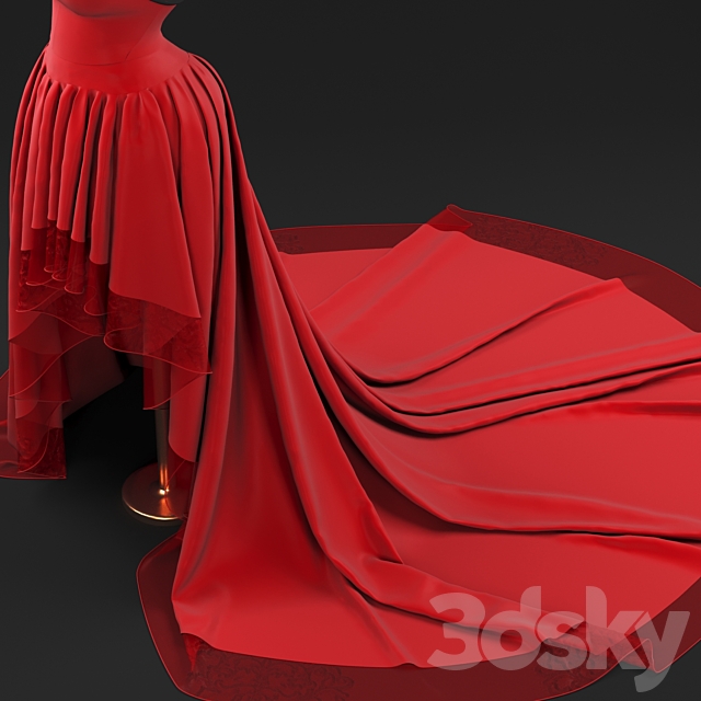 red gown 3ds Max - thumbnail 3